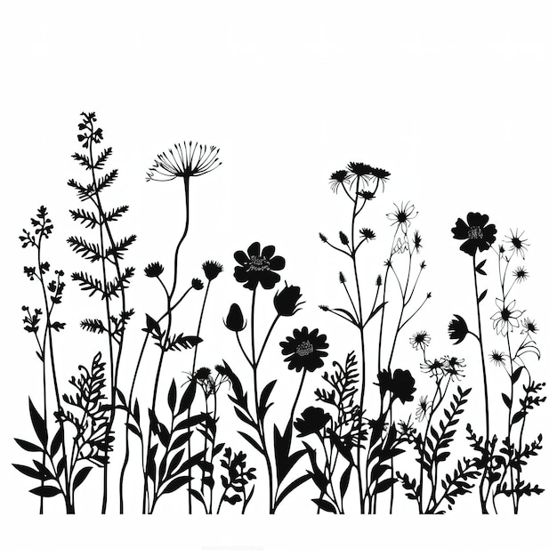 ilustração de arte de linha de flores