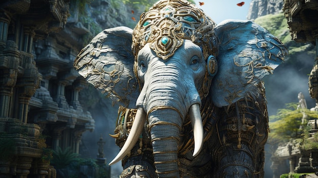 Ilustração de arte digital de elefante antropomórfico