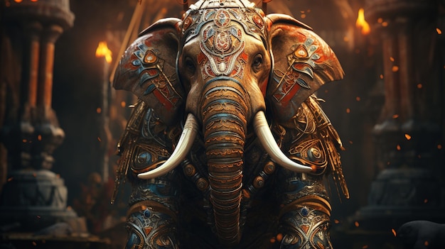 Ilustração de arte digital de elefante antropomórfico