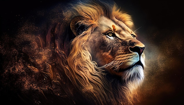 Foto ilustração de arte digital de leão majestoso
