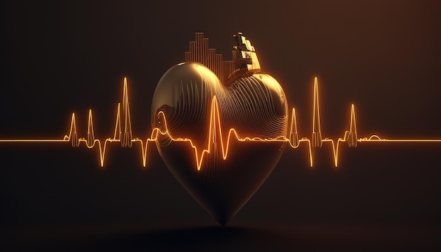 Foto ilustração de arte digital de pulso de batimento cardíaco ia generativa