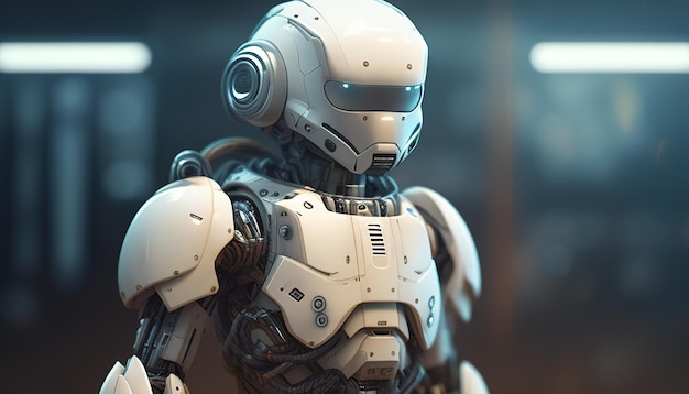 Ilustração de arte digital de robô humanóide amigável Generative AI