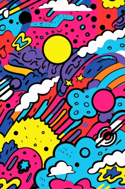 Ilustração de arte Doodle para roupas de mercadorias Moda Têxtil Design de roupas esportivas