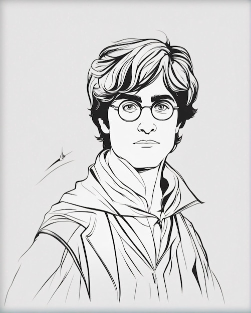 Ilustração de arte em linha da autora britânica JK Rowling de Harry Potter