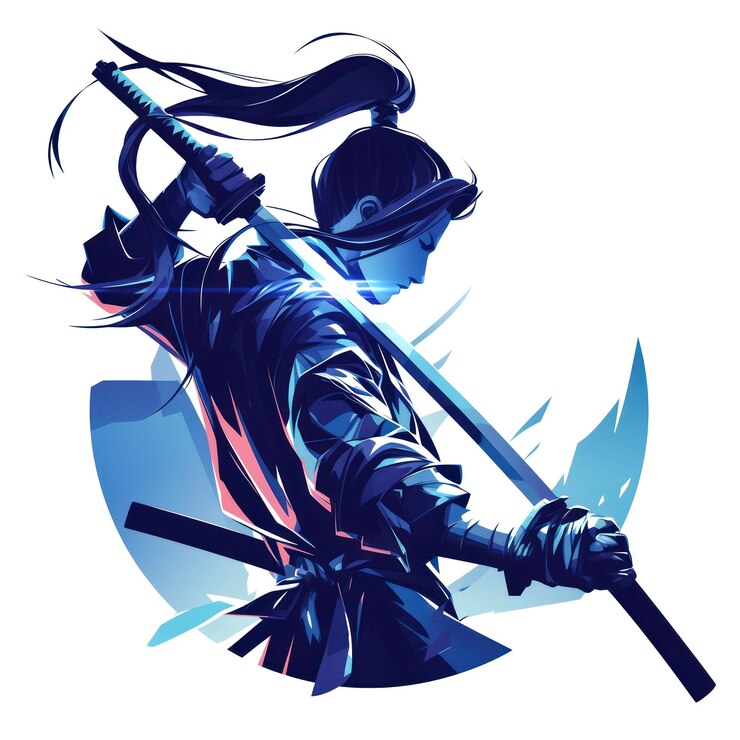 Foto ilustração de arte guerreiro segurando a espada para a camiseta