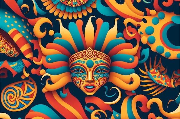 Ilustração de arte tribal asteca