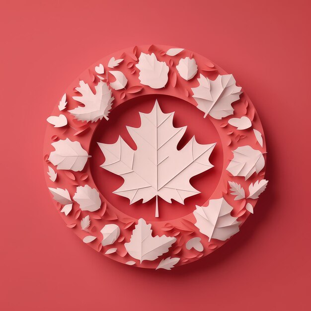 Ilustração de artesanato de corte de papel 3D minimalista canadense para saudações do dia do Canadá