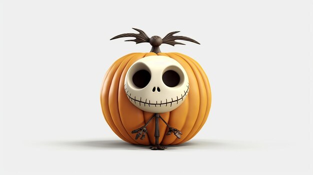 Foto ilustração de artoon jack skellington em uma abóbora