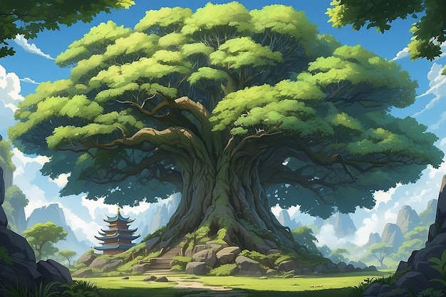 Ilustração de árvore de anime