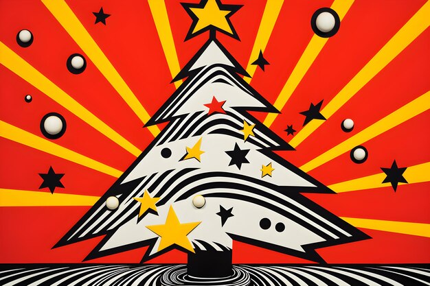 Foto ilustração de árvore de ano novo de cartoon de natal abstrato