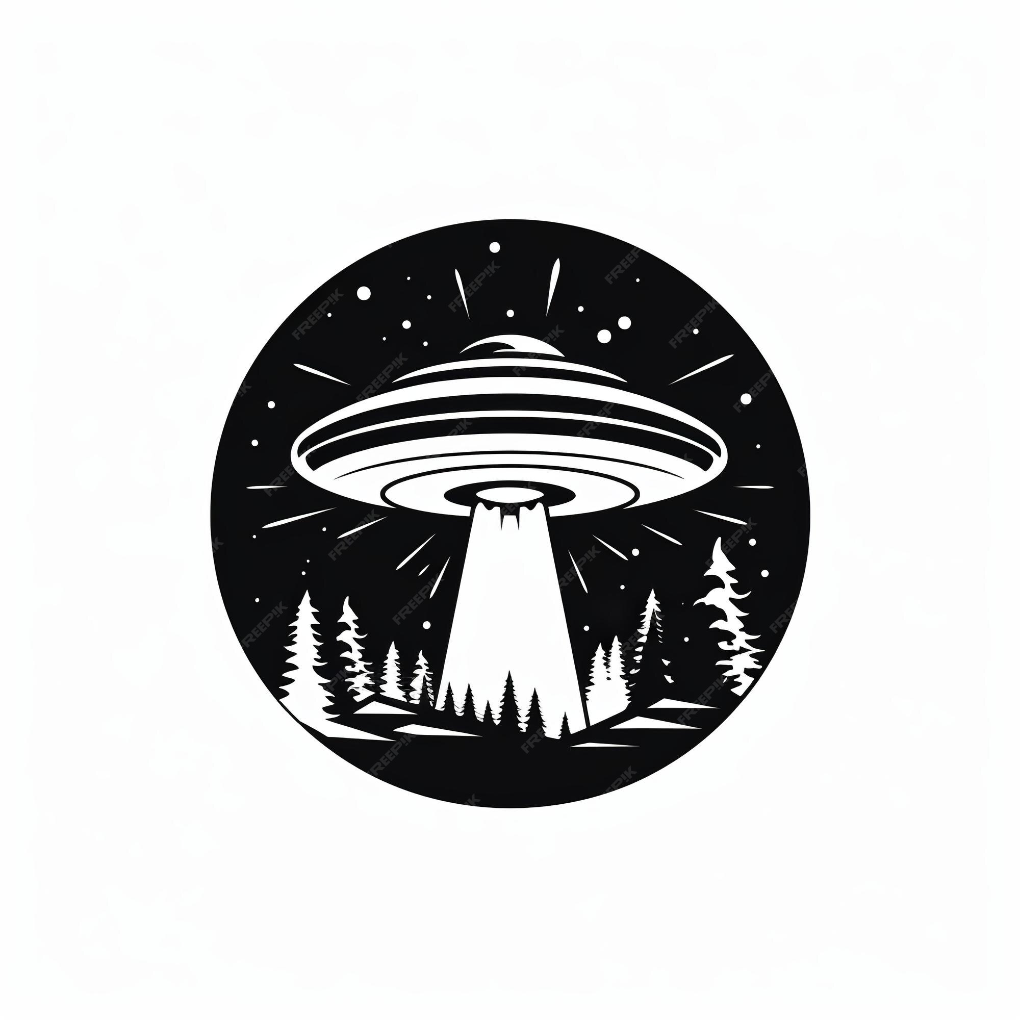 Ufo Abdução Vintage Desenho Colorido Ilustração do Vetor