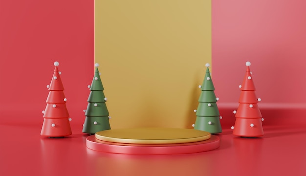 Ilustração de árvore de Natal e presentes para cartão de Natal