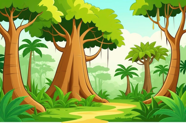 Ilustração de árvores da selva