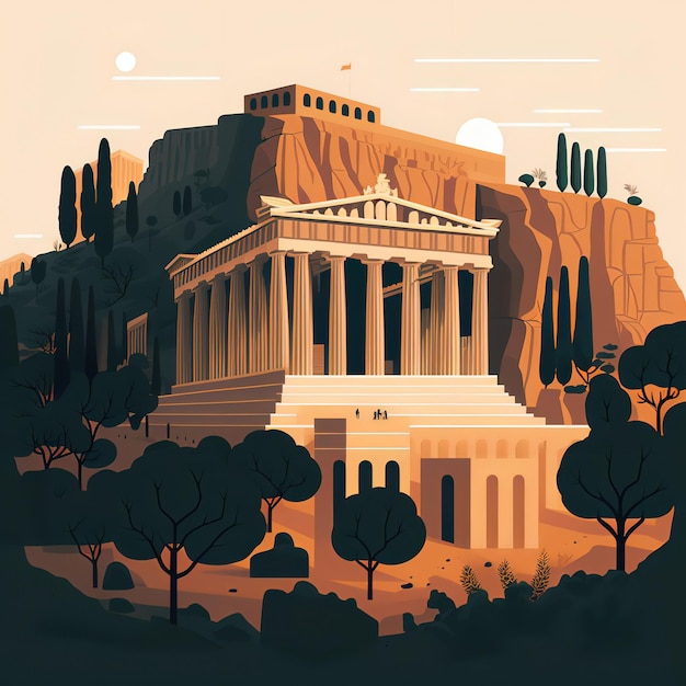 Foto ilustração de atenas grécia partenão acrópole