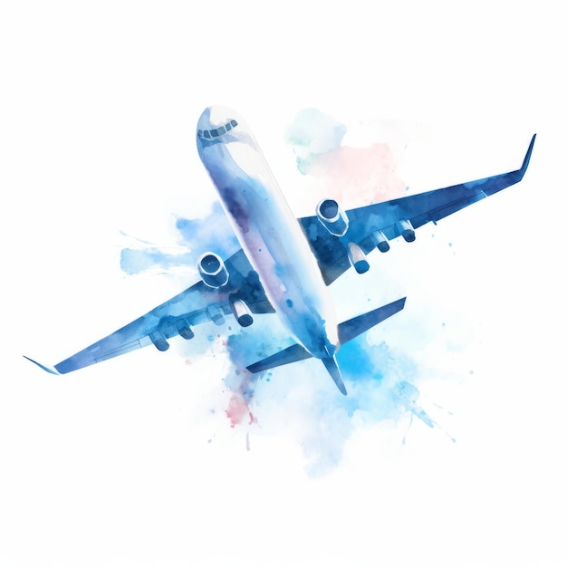 ilustração de avião a aquarela