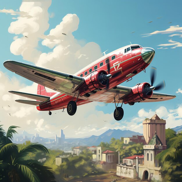 ilustração de avião cubano voando