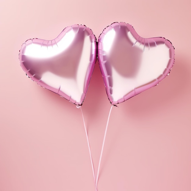 ilustração de balões de ar em formato de coração em rosa pastel