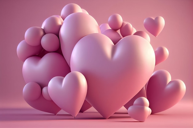 Ilustração de balões de ar rosa na mesma cor de fundo AI