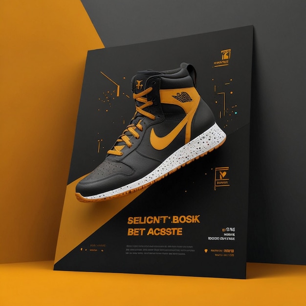 Foto ilustração de banner de sapatos de esporte criado com anúncio criativo generativo ai