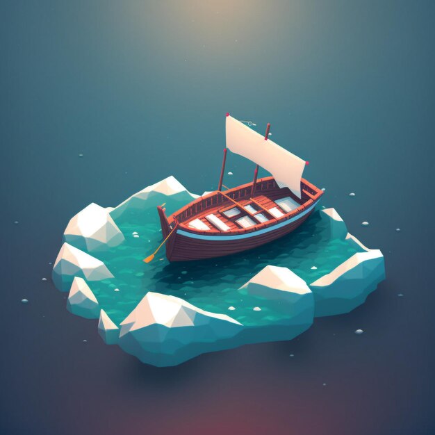 ilustração de barco 3d