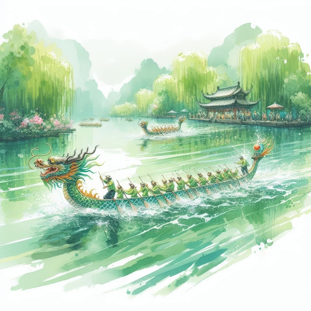 Ilustração de barco de dragão para o festival de barcos de dragão