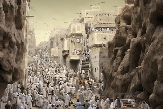 Foto ilustração de bela kaaba hajj piglrimage em meca umra eid generative ai