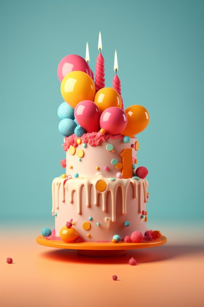 Ilustração de bolo de aniversário AI GenerativexA