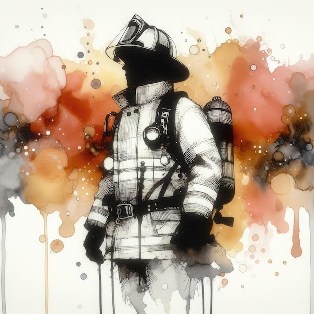 Foto ilustração de bombeiro com ia gerativa