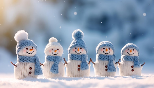 Ilustração de boneco de neve de fio feito à mão de Natal fundo de cena de férias de inverno