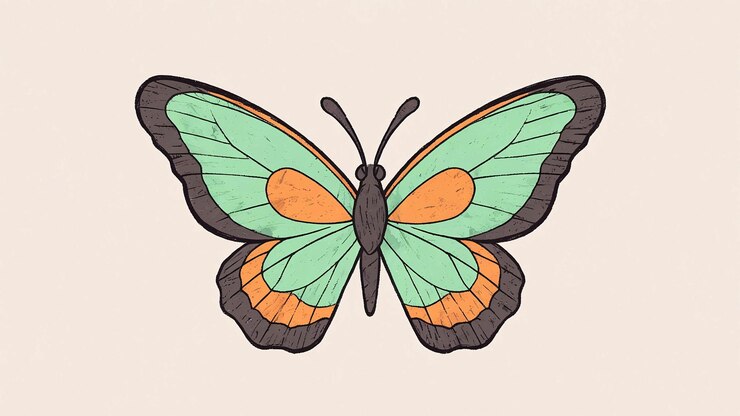 Foto ilustração de borboleta colorida minimalista, elegante e simples ideia de design de logotipo papel de parede borboleta