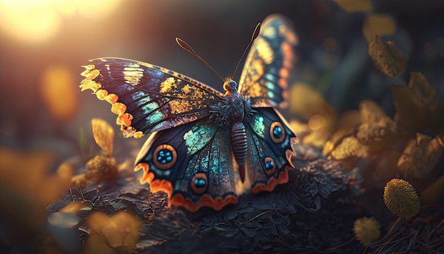 Ilustração de borboleta de fantasia por IA generativa