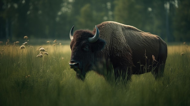 Ilustração de búfalo na natureza