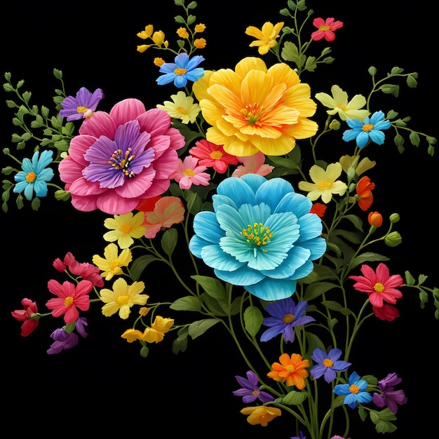 Ilustração de buquê de flores coloridas