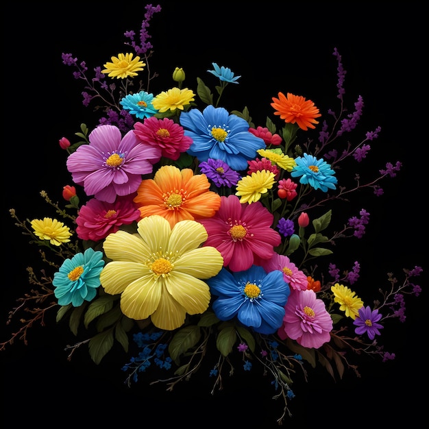 Ilustração de buquê de flores coloridas