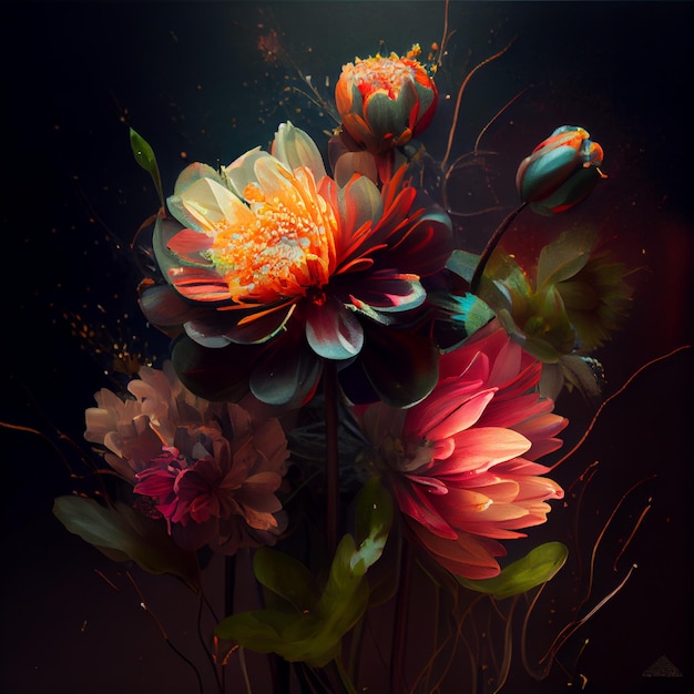 Ilustração de buquê de flores coloridas