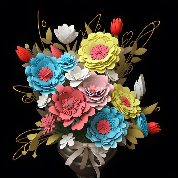 Foto ilustração de buquê de flores em 3d