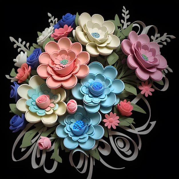 Foto ilustração de buquês de flores 3d