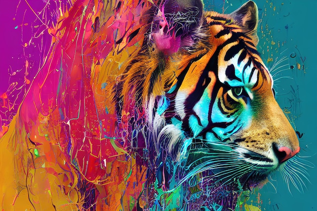 Ilustração de cabeça de tigre ilustração abstrata de cor