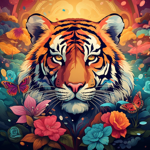 ilustração de cabeça de tigre