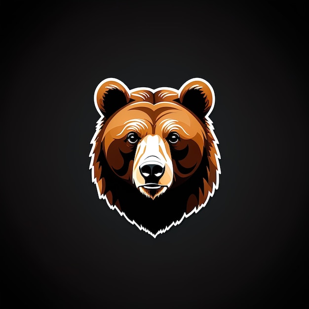 Foto ilustração de cabeça de urso com olhos grandes mascote de cabeça de ursinho ilustração vetorial de design de logotipo