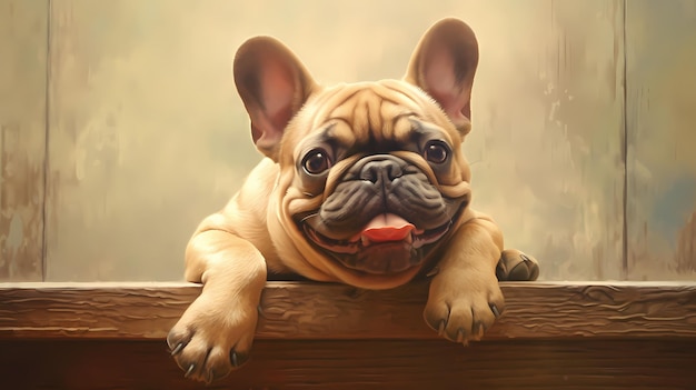 Foto ilustração de cachorrinho de bulldog francês ia generativa