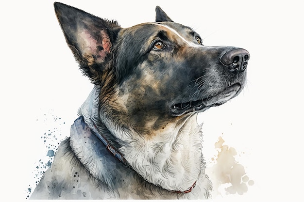 Ilustração de cachorro em aquarela fundo brancoGenerative AI
