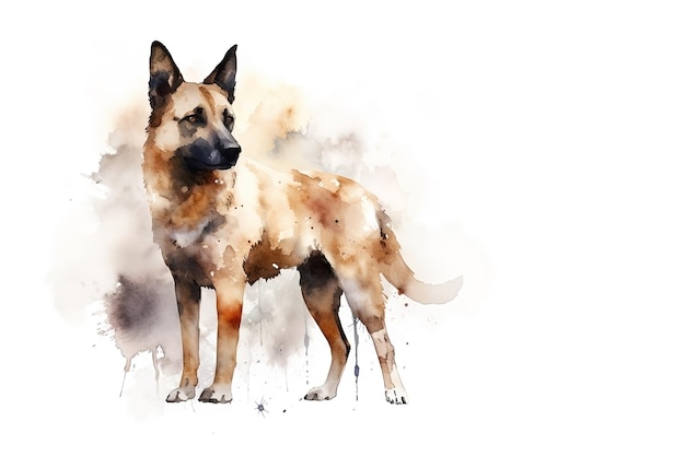 Ilustração de cachorro em aquarela no fundo branco