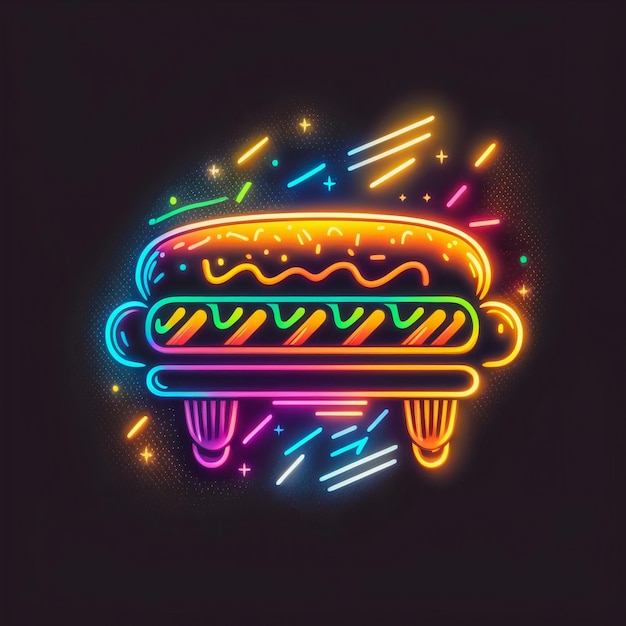 ilustração de cachorro-quente neon