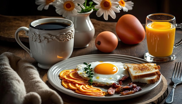 Foto ilustração de café da manhã por ia generativa