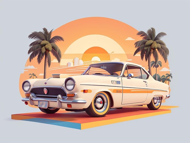 ilustração de camiseta de um carro com árvores ao fundo natural