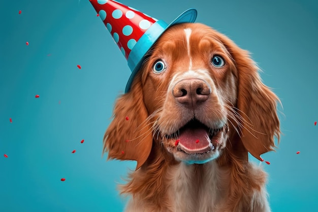 Ilustração de cão bonito feliz aniversário IA generativa