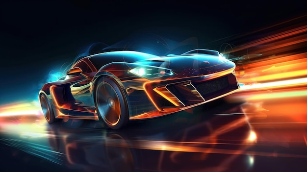 Ilustração de carro de corrida de alta velocidade AI GenerativexA