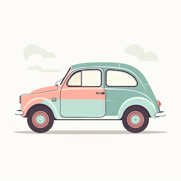 Ilustração de carro minimalista em fundo branco para Web e impressão IA generativa