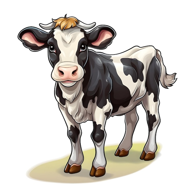 Ilustração de cartão flash de desenho animado de uma vaca de fazenda